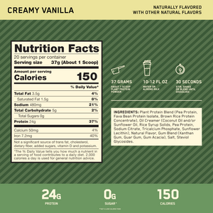 100% PLANT PROTEIN OPTIMUM NUTRITION GOLD STANDARD BAUNILHA 720G - 1.63 LBS