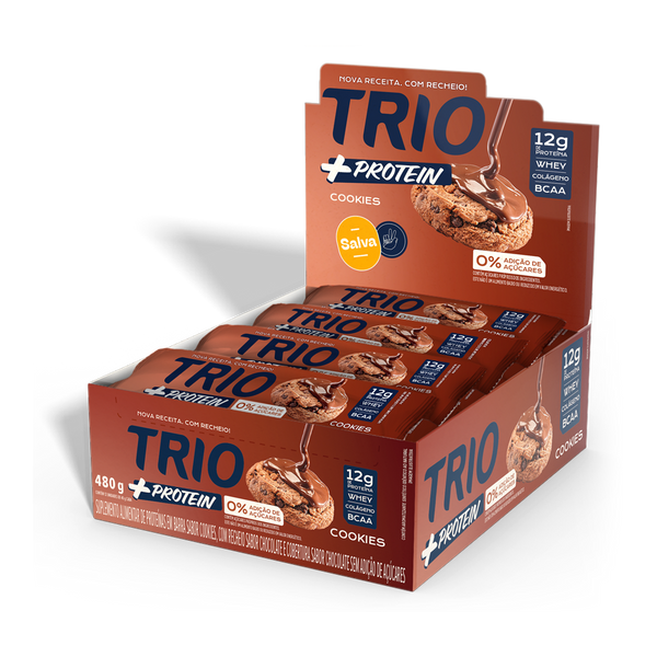 TRIO +PROTEIN COOKIES 40G - CAIXA C/ 12 UNI.