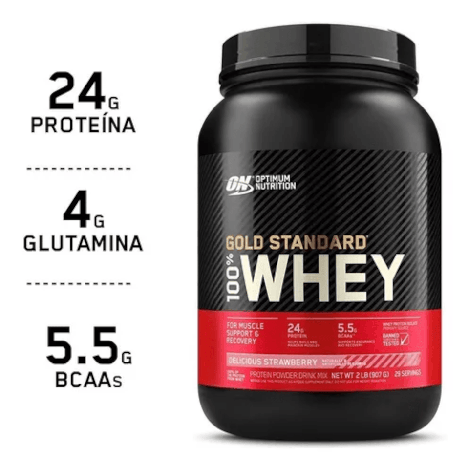 100% Whey Optimum Nutrition Gold Standard Morango 2,27kg - 5 Lbs - Globalbev