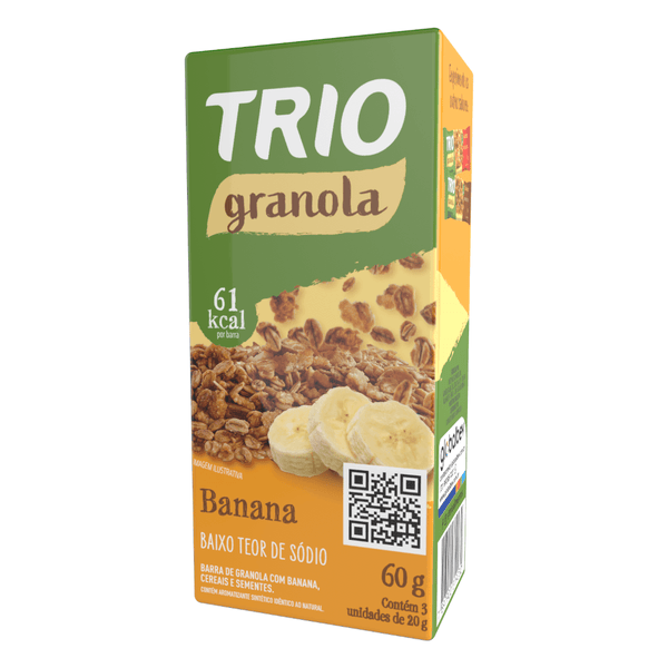 Barra de Cereal Trio Granola e Banana 20g - Caixa c/ 3 uni.