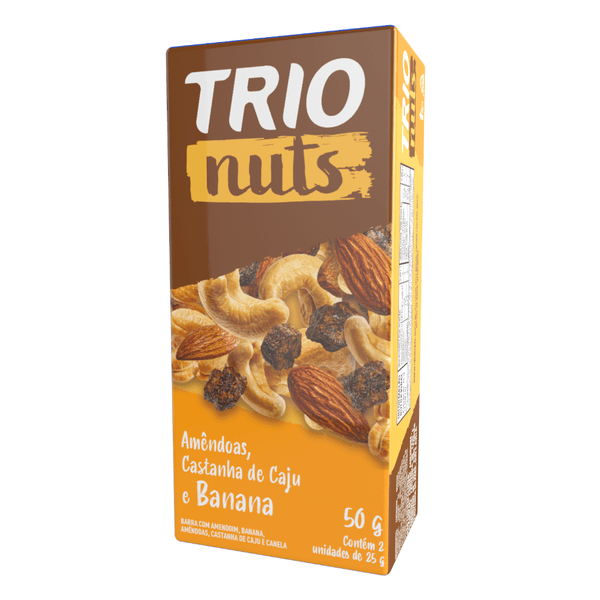 Barra de Cereal Trio Nuts Amêndoas, Castanha de Caju e Banana 25g - Caixa c/ 2 uni.