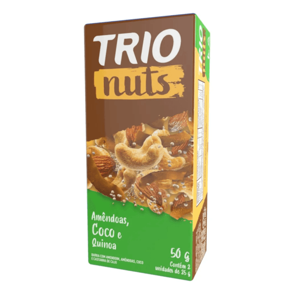 Barra de Cereal Trio Nuts Amêndoas, Coco e Quinoa 25g - Caixa c/ 2 uni.