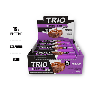 Barra de Proteína Trio +Protein Crisp Brownie 40g - Caixa c/ 12 uni.