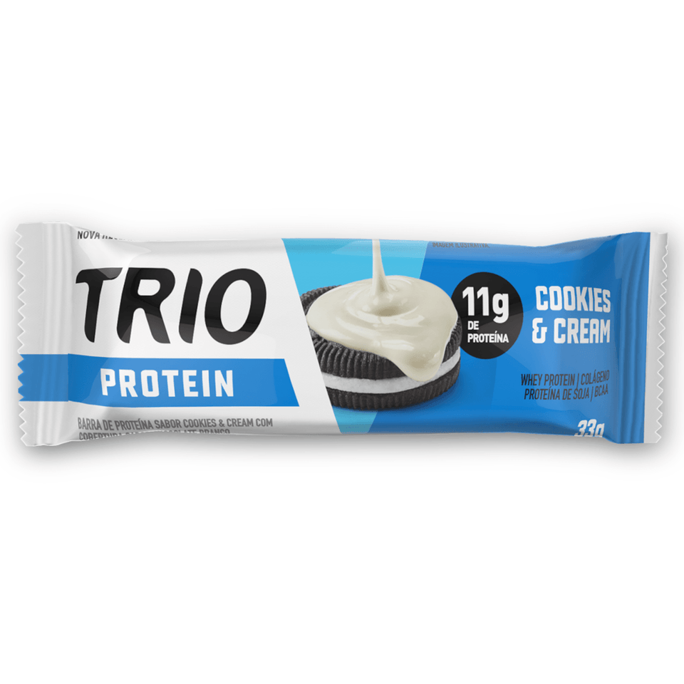 Barra de Proteína Trio Protein Cookies & Cream 33g - Caixa c/ 12 uni.