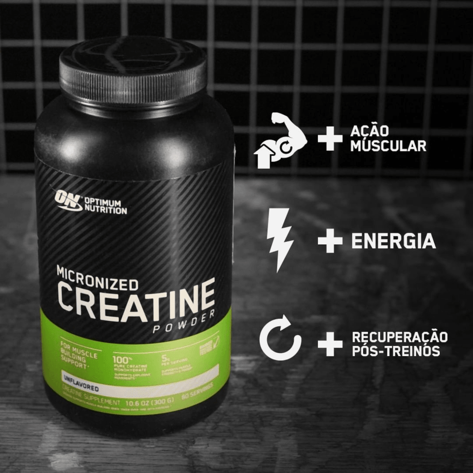 CREATINA POWDER MONO-HIDRATADA E MICRONIZADA OPTIMUM NUTRITION 300G - Globalbev