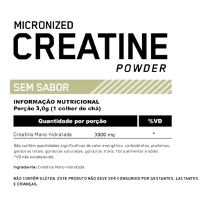 CREATINA POWDER MONO-HIDRATADA E MICRONIZADA OPTIMUM NUTRITION 300G - Globalbev