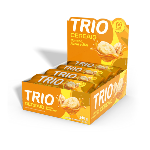 BARRA DE CEREAL TRIO BANANA, AVEIA E MEL 20G - CAIXA C/ 12 UNI.