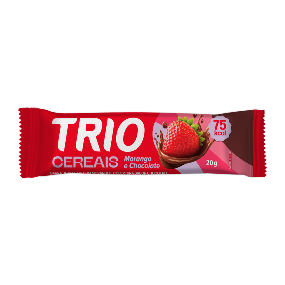 BARRA DE CEREAL TRIO MORANGO COM CHOCOLATE 20G - CAIXA C/ 12 UNI.