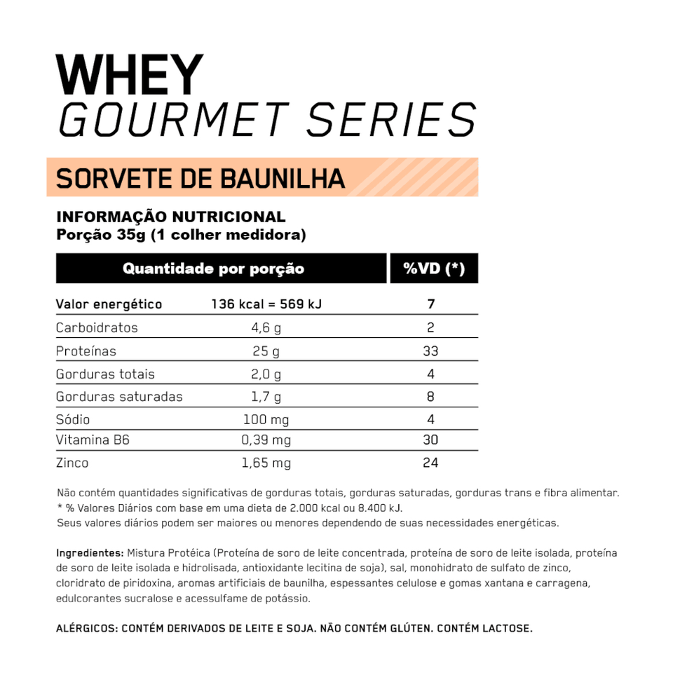 Whey Optimum Nutrition Gourmet Baunilha 900g