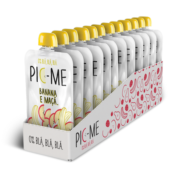 PURE DE FRUTAS PIC-ME BANANA E MACA  100G - 12 UNID